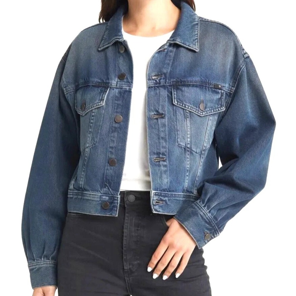 Adriano Goldschmied Womens Mirah Crop Trucker Premium Denim Jacket Size Medium